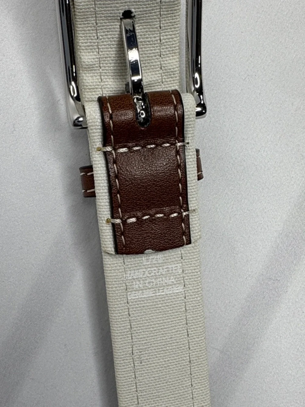 Kids Brown Leather Belt with Off White Trim Size L 26